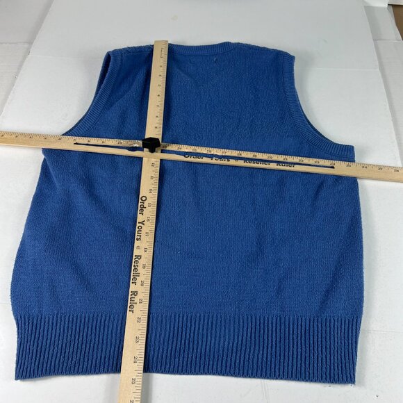Fred Perry Sweater Vest Adult Medium Blue Faded Cable Knit Sleeveless V Neck - Picture 7 of 10